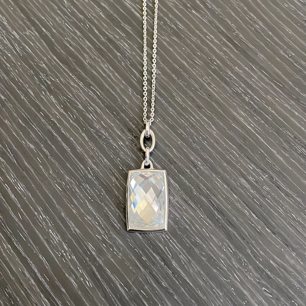Swarovski rectangular crystal pendant and chain